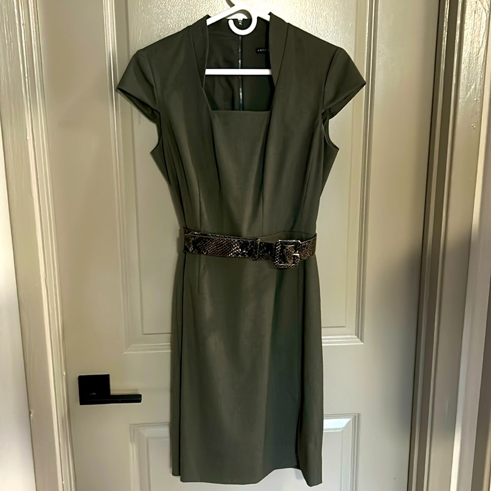 Antonio Melani green sheath dress with belt